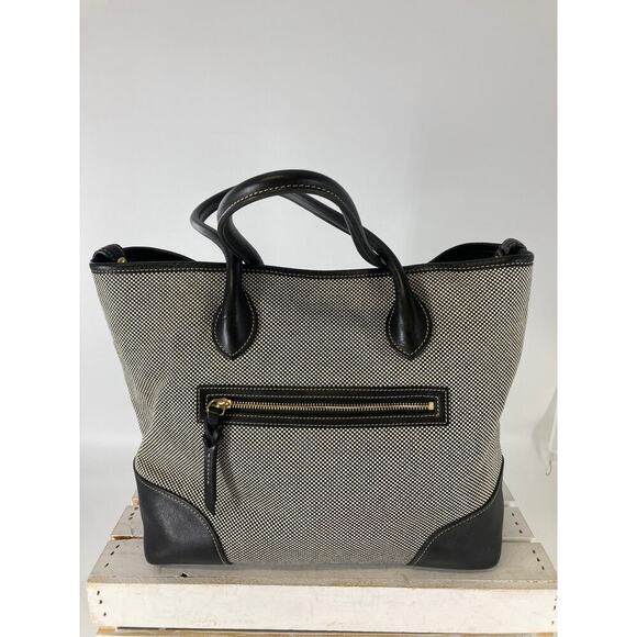 DOONEY & BOURKE CANVAS, LEATHER TRIM GRAY, BLACK SHOULDER BAG - Picture 4 of 16